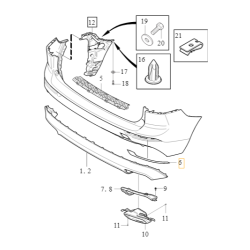 VOLVO XC60 II tylna prawa listwa zderzaka chrom OE
