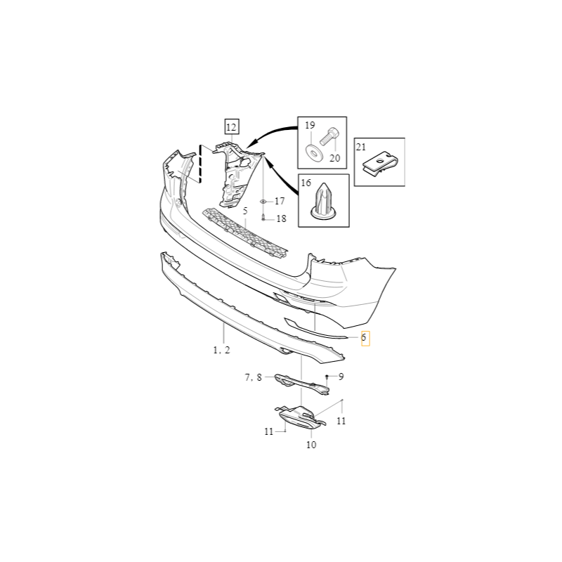 VOLVO XC60 II tylna prawa listwa zderzaka chrom OE