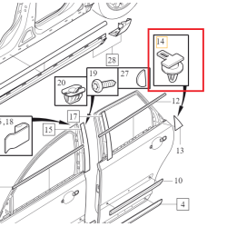 VOLVO S40 V50 spinka klips trojkata zaslepki tylnych drzwi OE