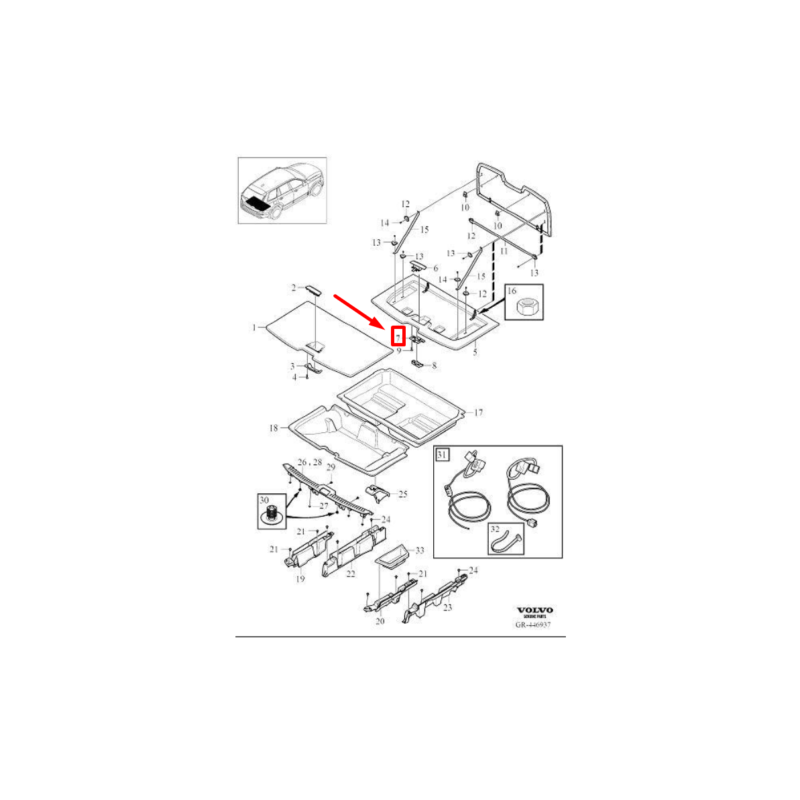 VOLVO XC90 II korpus uchwytu podlogi bagaznika 32131336 OE