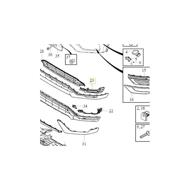 VOLVO XC90 II PlugIn prawa zaslepka halogenu zderzak przod OE