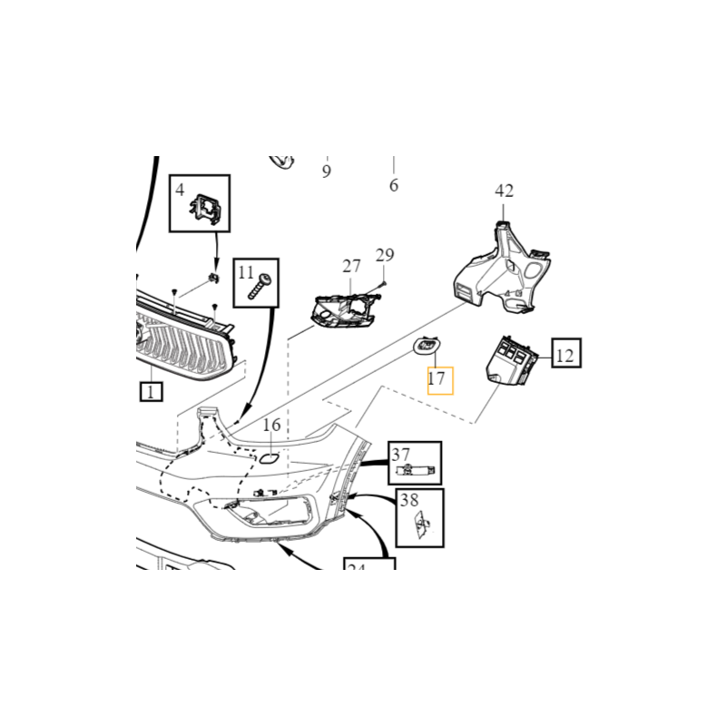 VOLVO XC40 lewy wspornik spryskiwacza lampy zderzak przod OE 31407957
