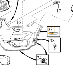 VOLVO XC40 lewy zewnetrzny wspornik koszyk czujnika asysta przod OE