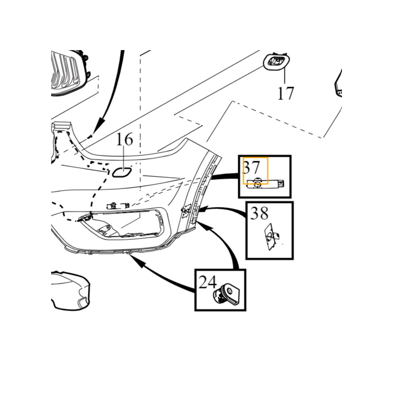 VOLVO XC40 lewy zewnetrzny wspornik koszyk czujnika asysta przod OE