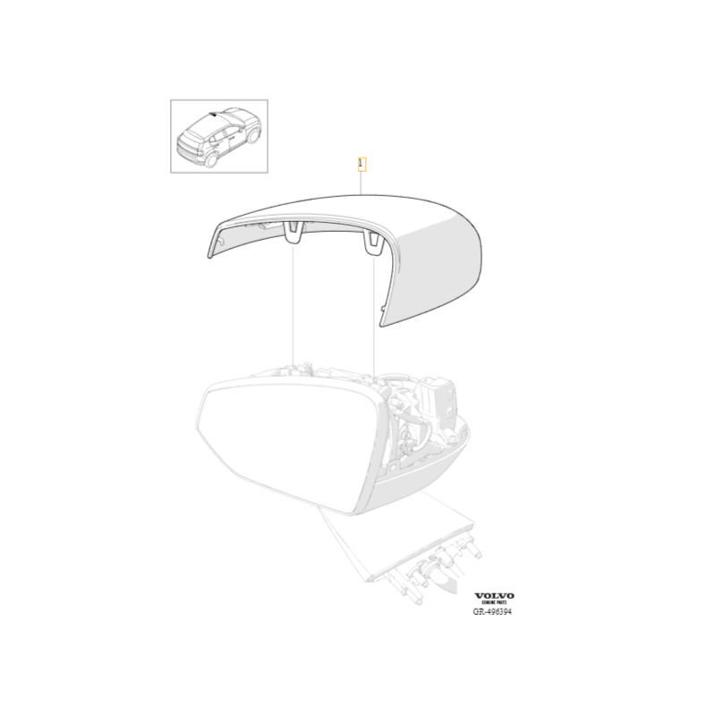 VOLVO EX30 obudowa lusterka czasza lewa do lakierowania OE 80011090