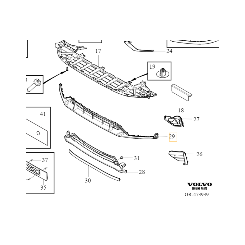 VOLVO S60 III V60 II dolna atrapa kratka zderzaka R-Design OE 31655080