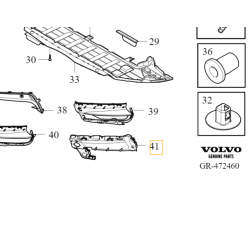 VOLVO V90CC prawy slizg wspornik mocowanie halogenu OE 31383908