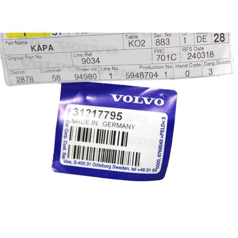 VOLVO C30 C70 S40 V50 prawa obudowa lusterka wewnetrznego OE 31217795