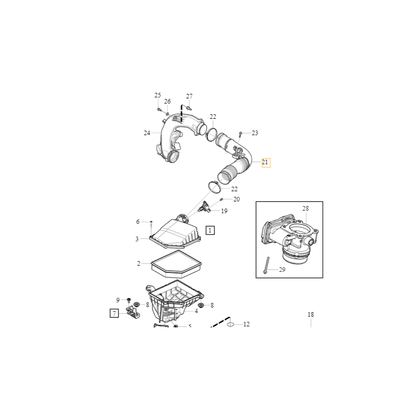 VOLVO V60 S90 V90 XC60 XC90 II przewod filtra powietrza 2.0D OE 31657341