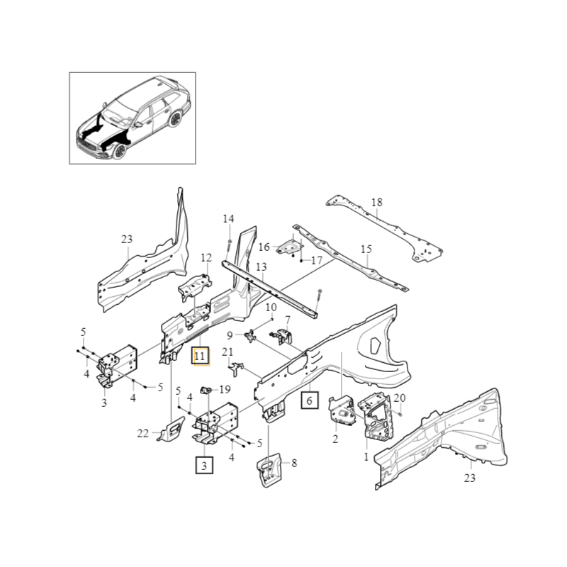 VOLVO S60 V60 S90 V90 XC60 II wzmocnienie prawa podluznica przod OE 32377173