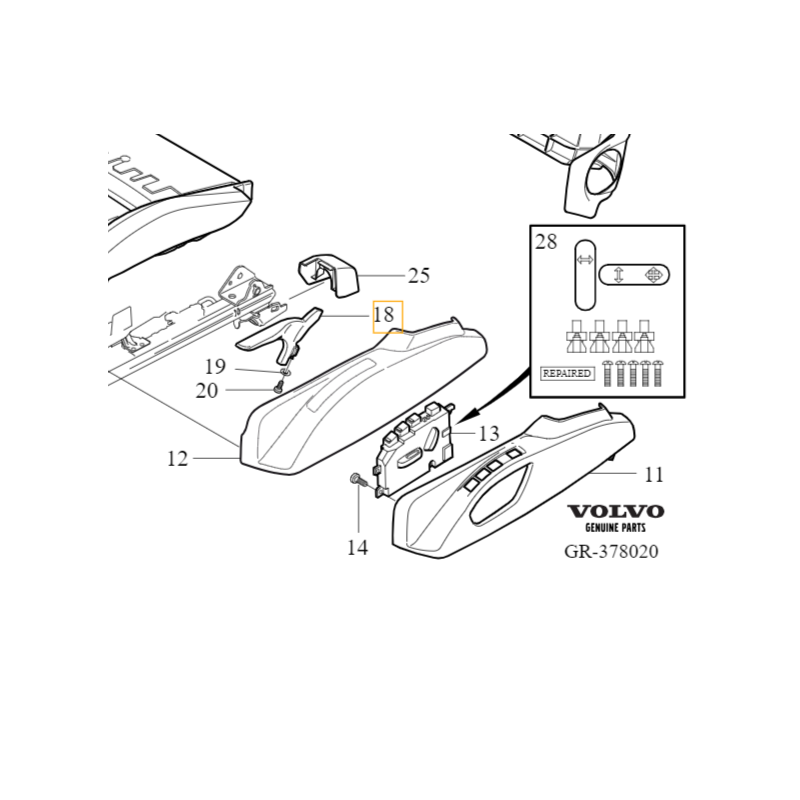 VOLVO C30 V40 V50 S60 V60 S80 V70 XC60 XC70 prawy uchwyt wysokosc fotela OE