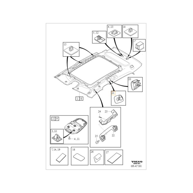 VOLVO EX40 XC40 XC90 II prawy haczyk wieszak na plaszcz blonde OE 32226343