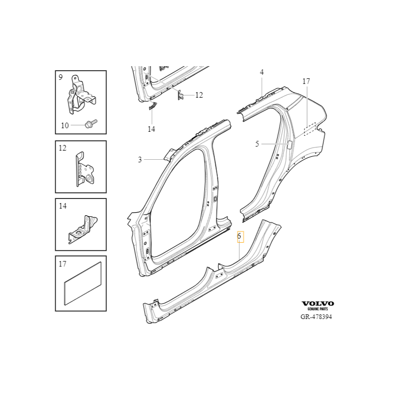 VOLVO EX40 XC40 prawy prog poszycie progu nadwozia OE 32310039