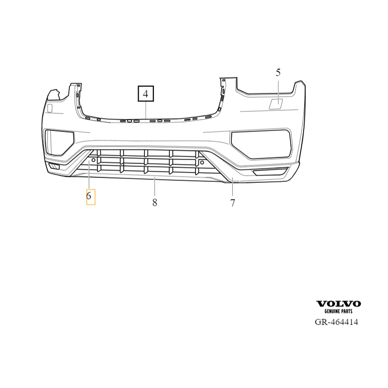 VOLVO XC90 II spoiler kratka zderzaka przod czarny polysk R-Design OE