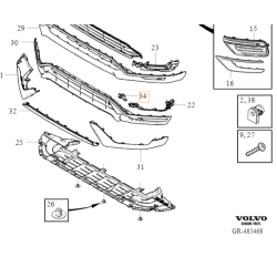 VOLVO XC90 II prawy wewnetrzny wspornik koszyk czujnika kratki przod OE