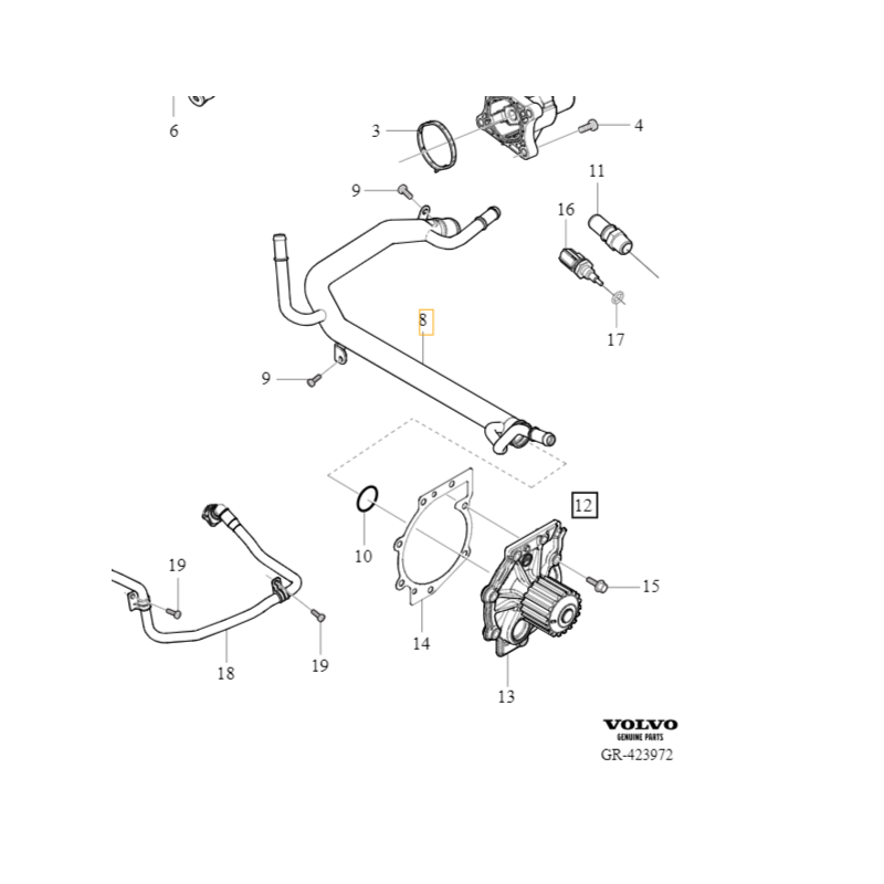 VOLVO V40 S60 V60 V70 S90 V90 XC70 XC60 XC90 II przewod magistrala wodna OE