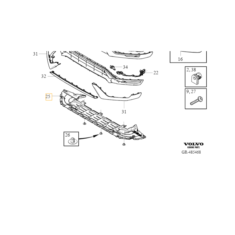 VOLVO XC90 II oslona dolna listwa prowadnica powietrza zderzak przod OE