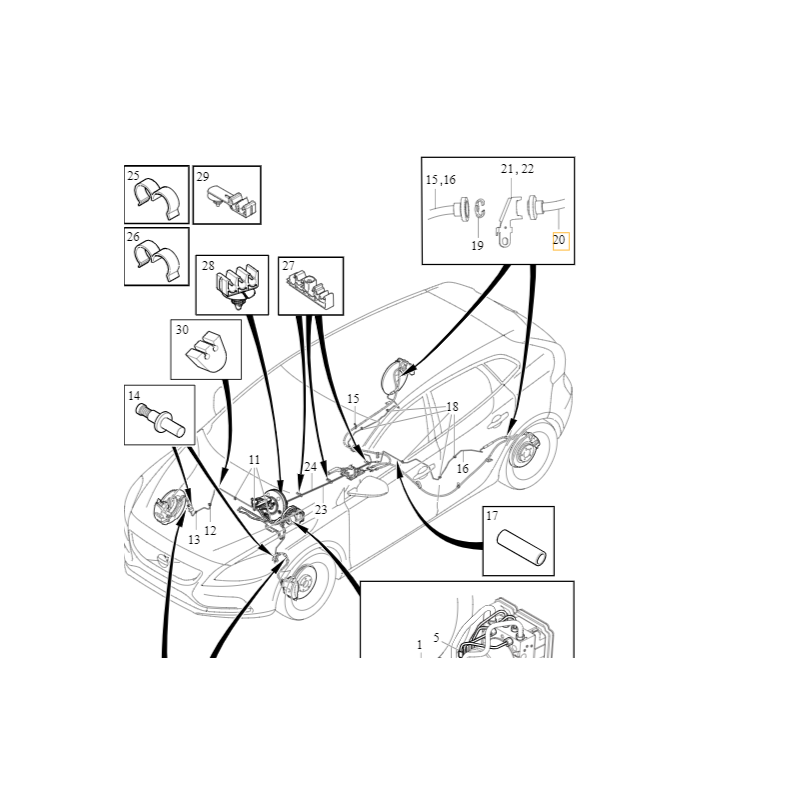 VOLVO V40 V40CC elastyczny przewod hamulcowy tyl OE 32221985