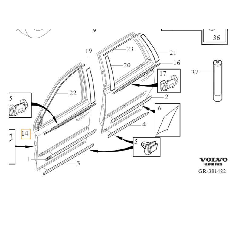 VOLVO XC90 listwa zgarniajaca drzwi prawy przod chrom OE 30753851