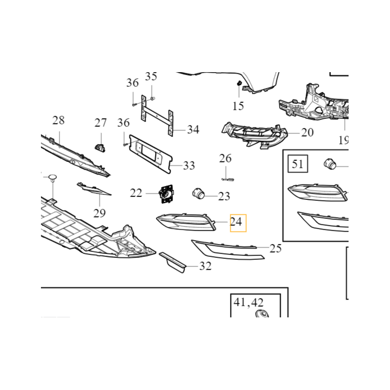 VOLVO S90 V90 lewa kratka zaslepka zderzak przod OE 31425446