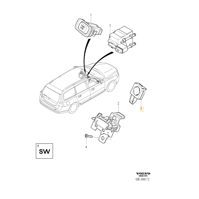 VOLVO S60 V60 S80 V70 XC60 XC70 antena modul stacyjki immobiliz OE 31252151
