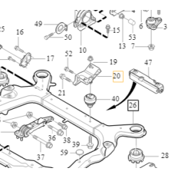 VOLVO S60 S80 V70 XC70 lapa wspornik tylnej poduszki OE 31262324